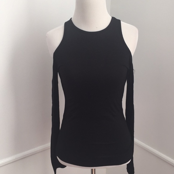 Cold Shoulder Top in Black - Picture 2 of 4
